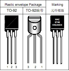 供應(yīng)MAC97A8/0.8A/600V/雙向可控硅