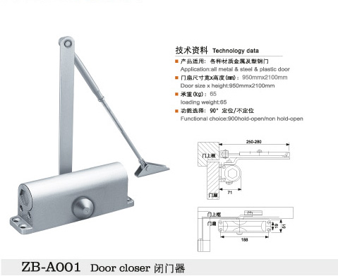 液壓開門器 關門器 液壓閉門器，外裝式滑槽閉門器