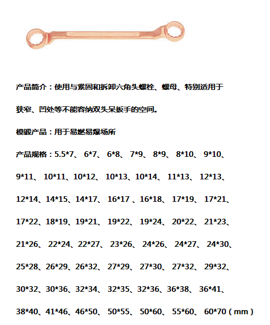 泊頭市中奧防爆工具    防爆雙頭梅花扳手