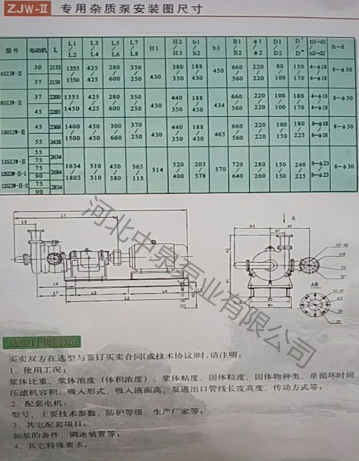 寧河洗沙壓濾機入料泵技術(shù)參數(shù)_100ZJW80-90壓濾機入料泵