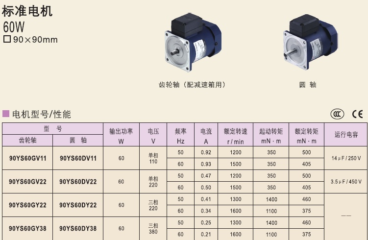 90YS60GV11   90YS60GV22  90YS60DV11精研電機