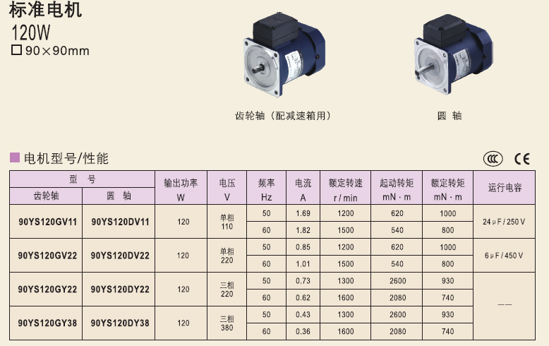 精研電機(jī)90YS120GV11 90YS120GV22 90YS120DV11