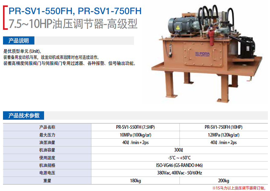 PR-V1-55FH(7.5HP) 韓國保羅7.5~1HP油壓調(diào)節(jié)器-高級型