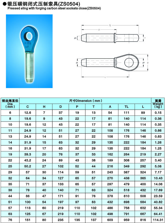 江蘇正申廠家供應鍛壓碳鋼閉式壓制索具，鍛壓碳鋼閉式壓制索具圖片