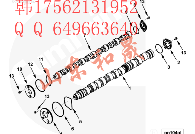 供應康明斯QSX15發(fā)動機凸輪軸