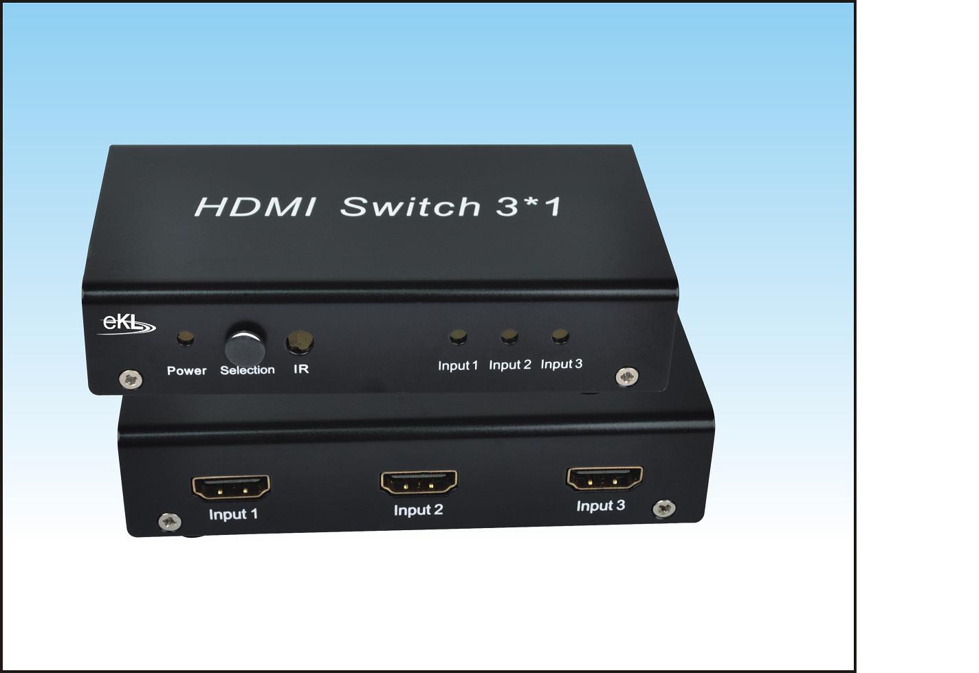 eKL北京三口HDMI 高清視頻切換器三切一 三進(jìn)一出 3*1 北京價(jià)格廠家直銷(xiāo)