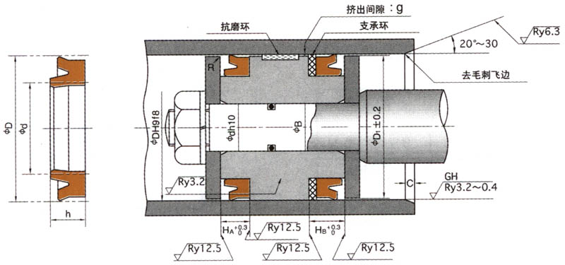 FU0782H0  ODI型活塞密封專用密封件  NOK液壓密封件