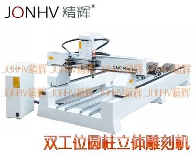 精輝雙圓柱立體雕刻機(jī)石材木頭木工雙工位立體加工雕刻機(jī)四軸三軸