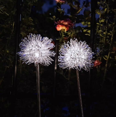 LED太陽(yáng)能蒲公英 戶外防水發(fā)光鋁絲球蒲公英地插燈戶外草坪亮化美陳插地?zé)艄S銘星廠家