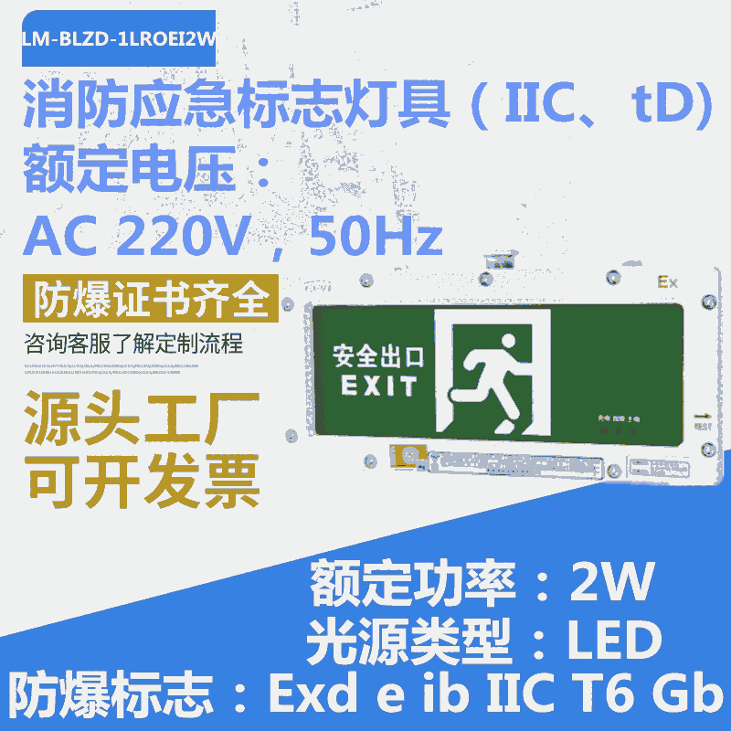 LM-BLZD-1LROE I 2W系列防爆消防應(yīng)急標(biāo)志燈具IIC級(jí)220VLED光源