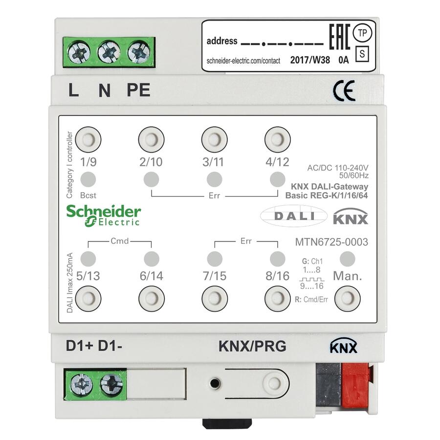 MTN6725-0003 KNX DALI網(wǎng)關(guān) 施耐德莫頓燈控系統(tǒng)KNX總線協(xié)議