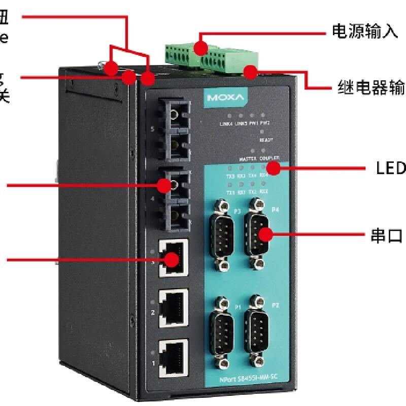 NPort S8455I-SS-SC-T 寬溫3電2光百兆 4端口交換型串口服務(wù)器