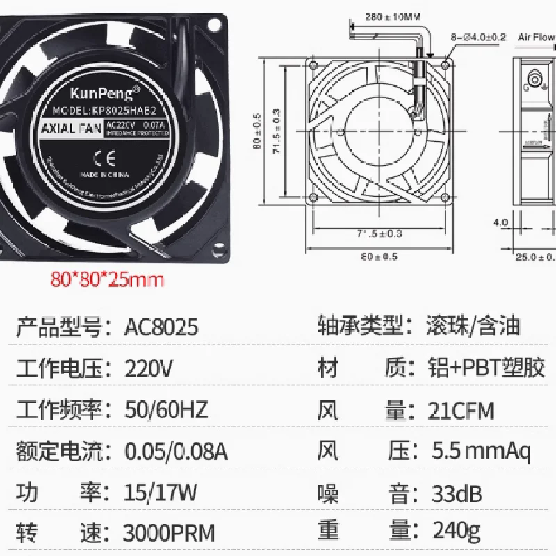 KP8025HAB1 KP8025HAB2 KP8025HAB3 110V  ɢL(fng)