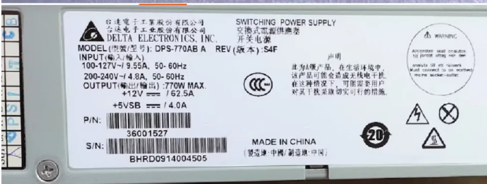 DPS-770AB A S4F 36001527 770W R515 R525服務(wù)器電源