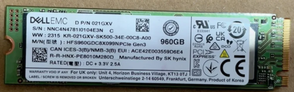 DELL EMC 021GXV HFS960GDC8X099N PCIe Gen3ӲP