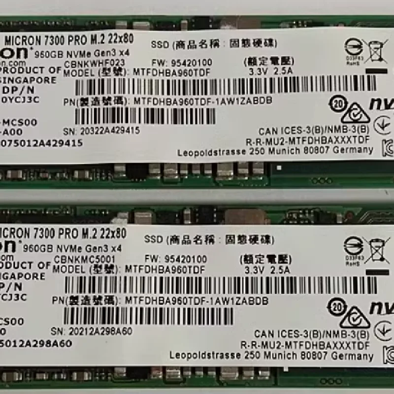 DELL 0YCJ3C MTFDHBA960TDF 960GB NVMe ӲP