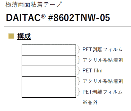 0.005雙面膠DAITAC#8602TNW-05厚度5u