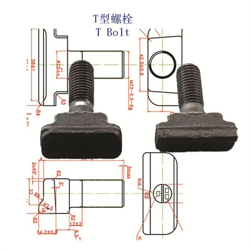 吉林20MnTiB軌道T型螺栓、10.9級(jí)鐵路T形螺桿制造工廠