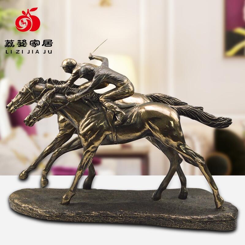 歐式創(chuàng)意家居玄關(guān)客廳辦公室動物馬擺件新款冷鑄銅工藝禮品定制