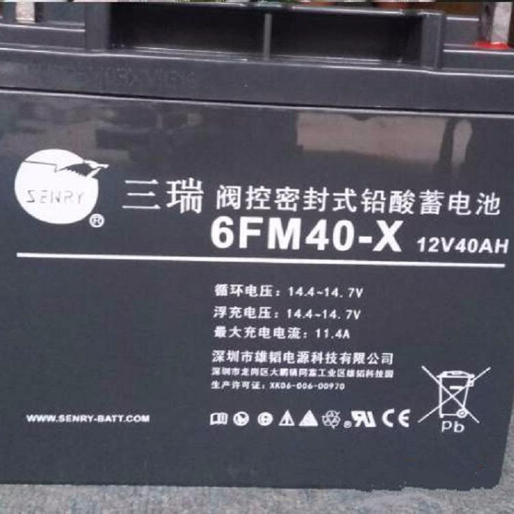 三瑞蓄電池6FM40-X 12V40AH UPS直流屏電池價(jià)格