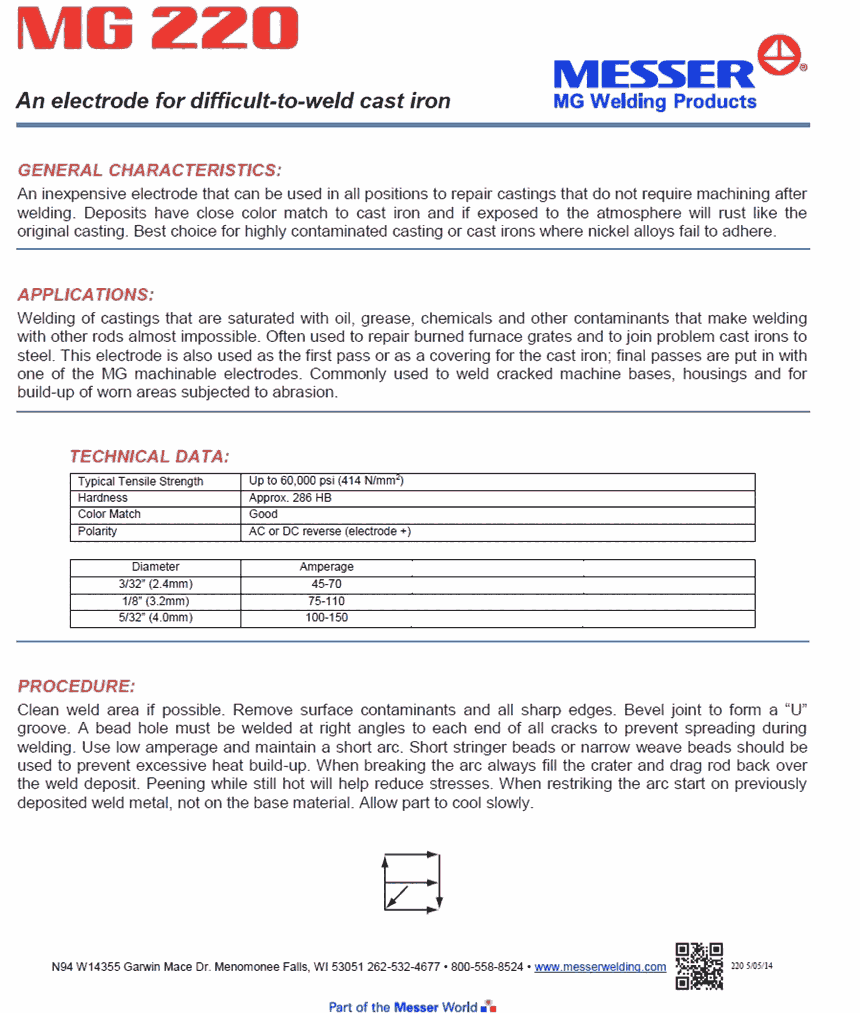 MG220進口鑄鐵焊條美國萬能電焊條耐沖擊電焊條MG220進口鑄鐵焊條