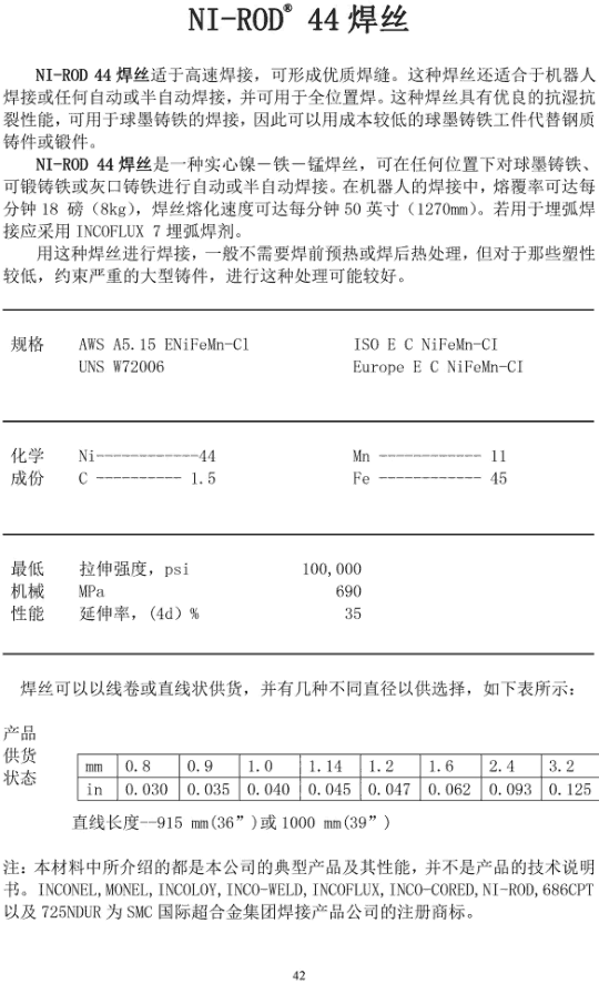 進(jìn)口焊材鎳基合金INCONEL? 52 焊條INCONEL? 52