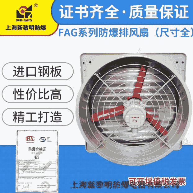 上海新黎明防爆壁式排風(fēng)換氣扇FAG-600帶百葉窗220 380V國(guó)標(biāo)廠家