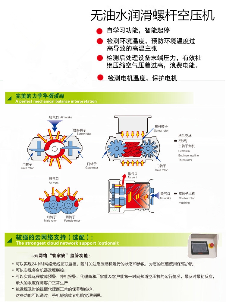 寧德無(wú)油水潤(rùn)滑螺桿空壓機(jī)配件