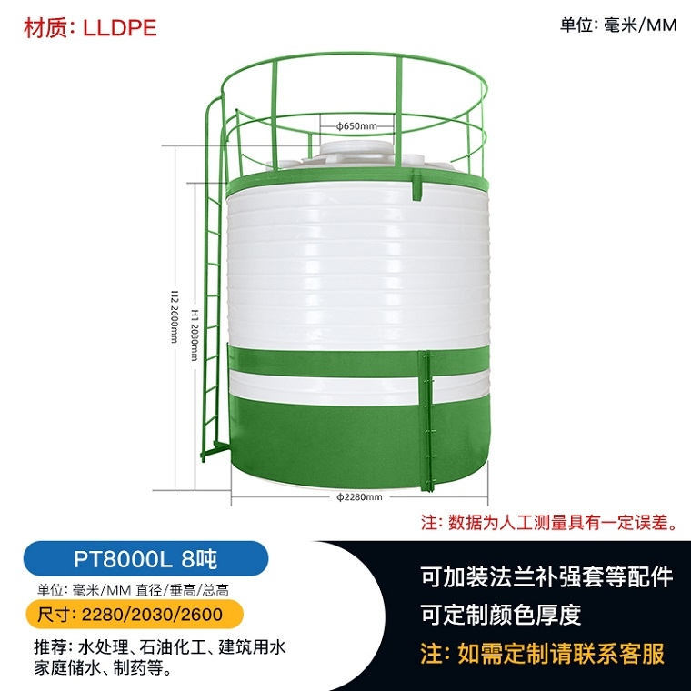 宜昌8噸塑料水塔 賽普二次供水設備 液體儲存水罐廠家