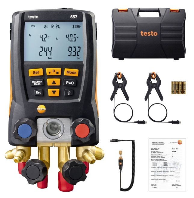 testo 557 智能專業(yè)級電子冷媒表組套裝 - 4通閥組