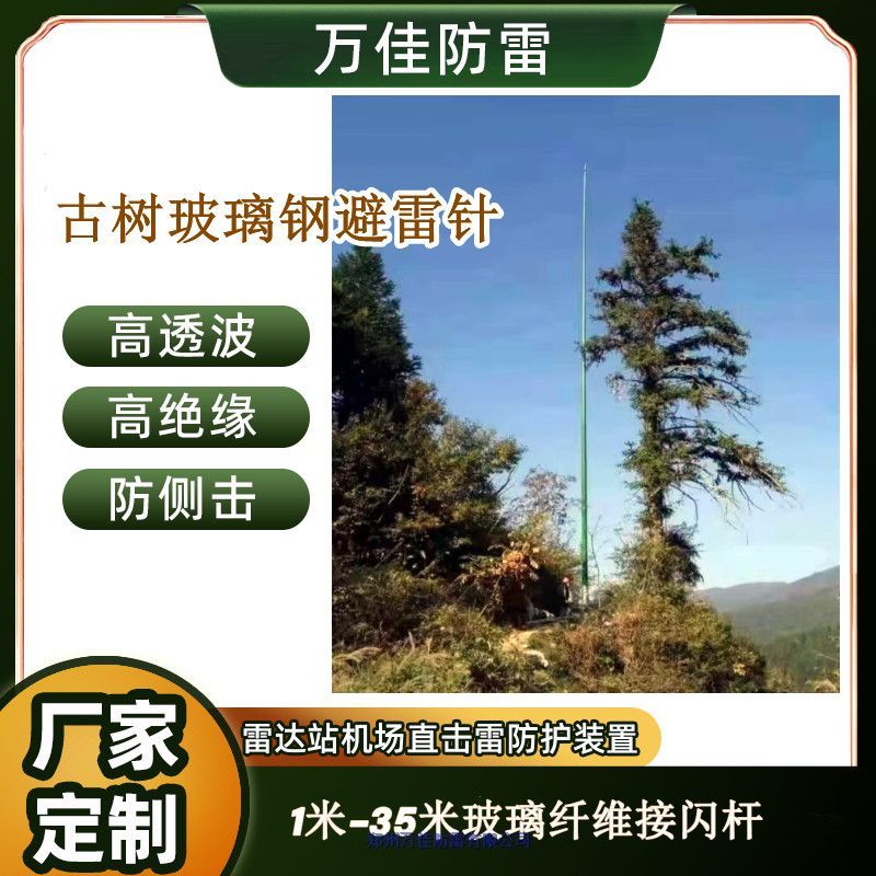 上海古樹(shù)名木提前放電避雷針，防側(cè)擊玻璃纖維避雷針,