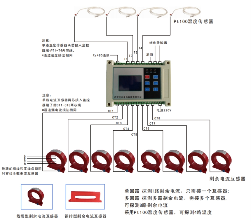 西安 FY900-P08L剩余電流式電氣火災監(jiān)控探測器