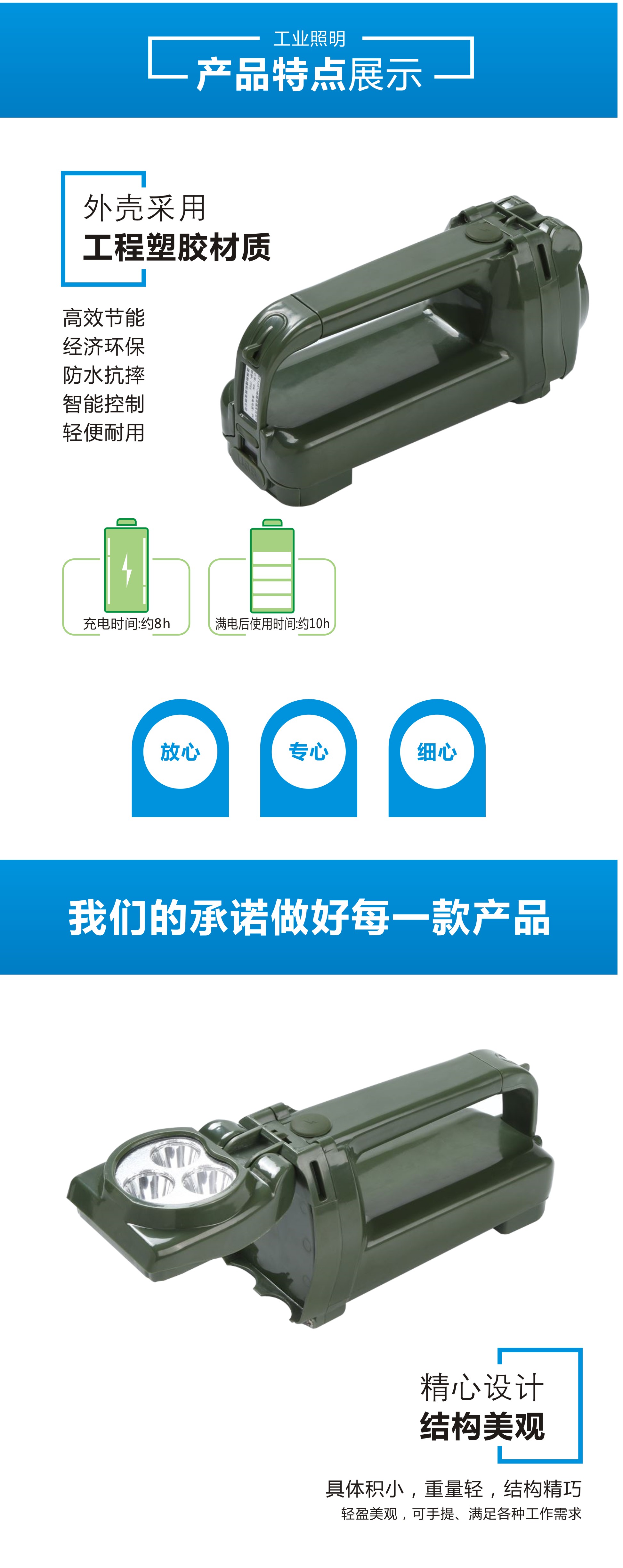 班用強光搜索燈磁力吸附9W功率GMD5102潤光照明