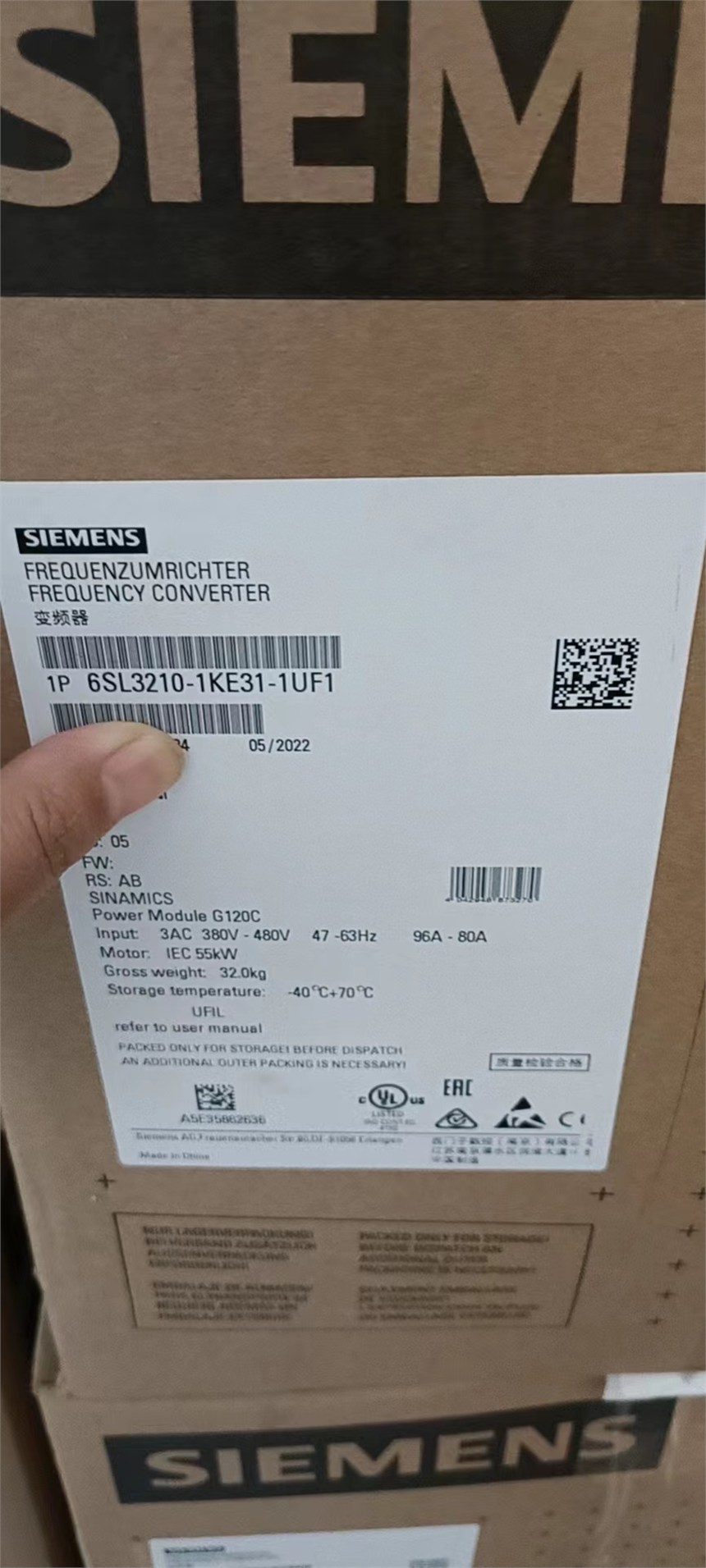 西門子G120C變頻器55KW 上海直銷6SL3210-1KE31-1UF1