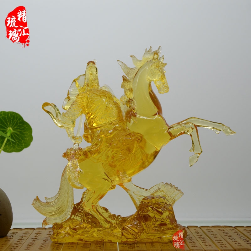 琉璃關(guān)公馬擺件 居家裝飾擺件禮品 廣州琉璃批發(fā)廠家