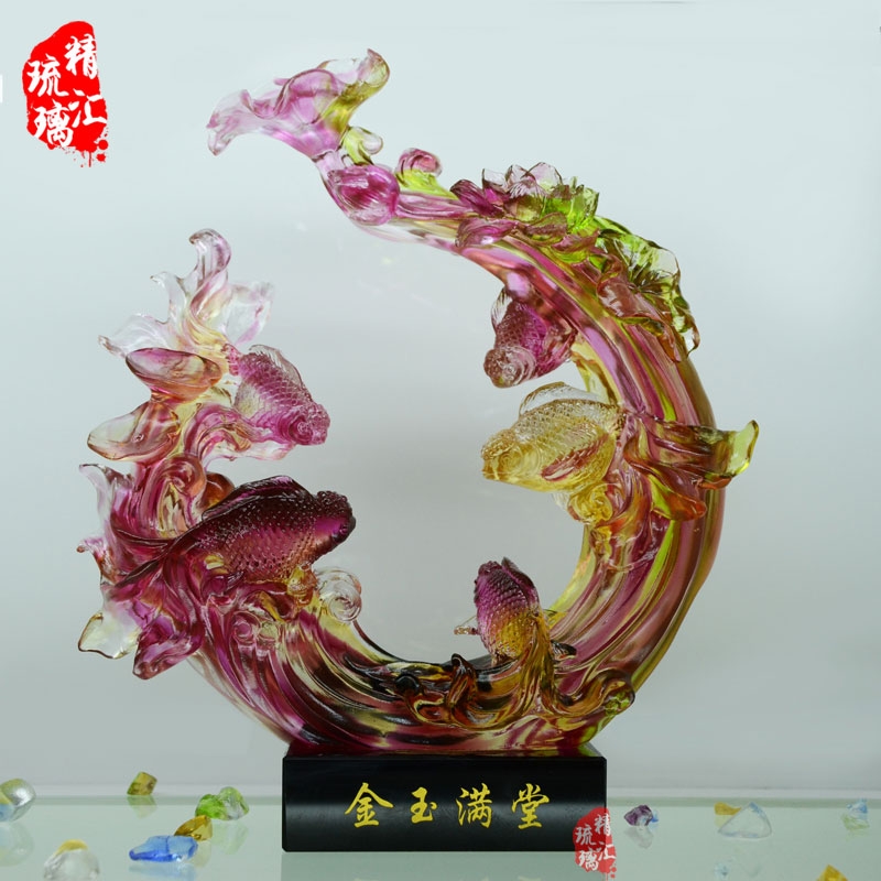 福祿滿堂琉璃居家裝飾擺件禮品 喬遷開業(yè)禮品 古法琉璃工藝品