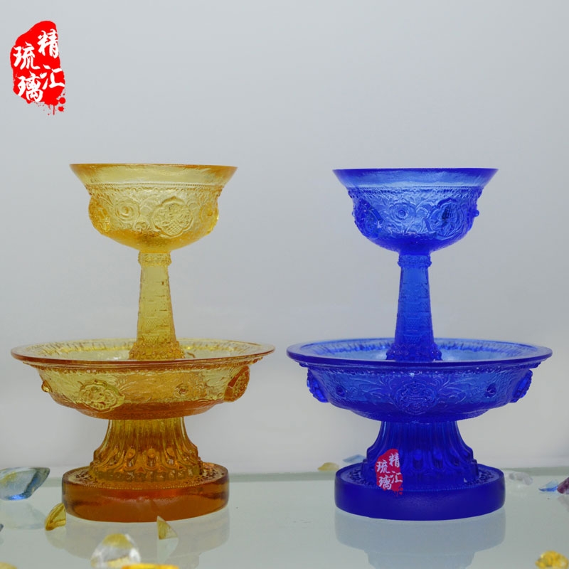 廣州琉璃生產(chǎn)批發(fā)廠家 八吉祥護(hù)法杯佛具 佛前供具供奉