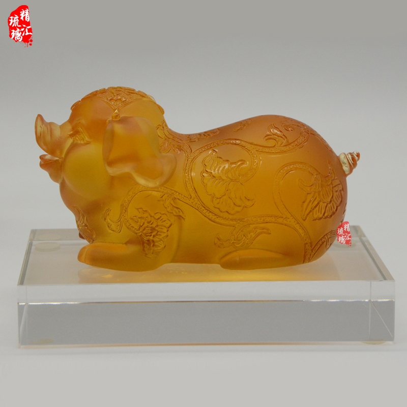 琉璃招財富貴豬擺件紀(jì)念品 廣州琉璃年終禮品 贈送嘉賓客戶禮品