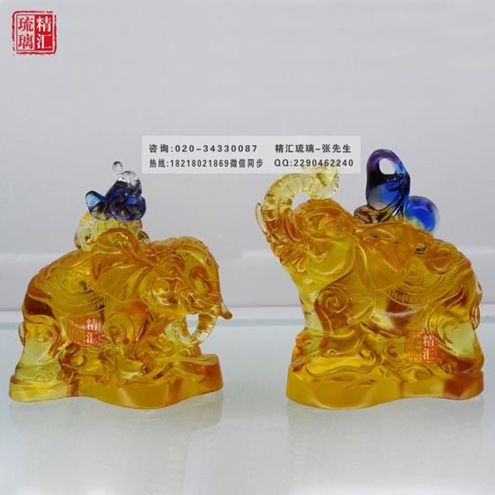 琉璃風(fēng)水?dāng)[件禮品 古法琉璃大象居家裝飾擺件禮品