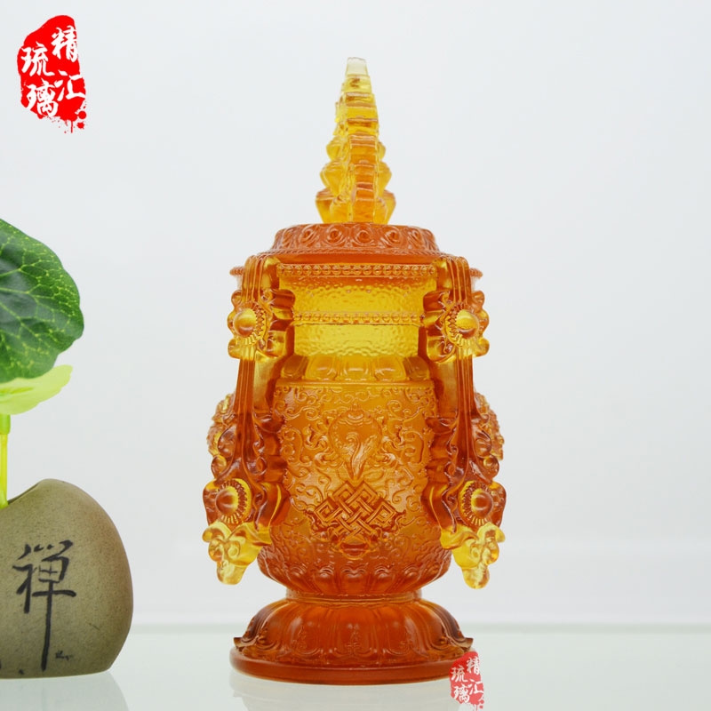 藏傳佛教用品批發(fā)定制 摩尼寶瓶佛具供奉 廣州琉璃生產(chǎn)廠家