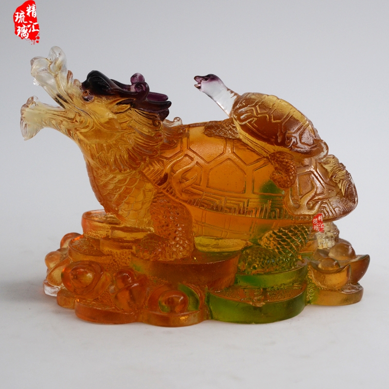 北京天津琉璃工藝禮品擺件 琉璃龍龜 招財(cái)母子龍龜