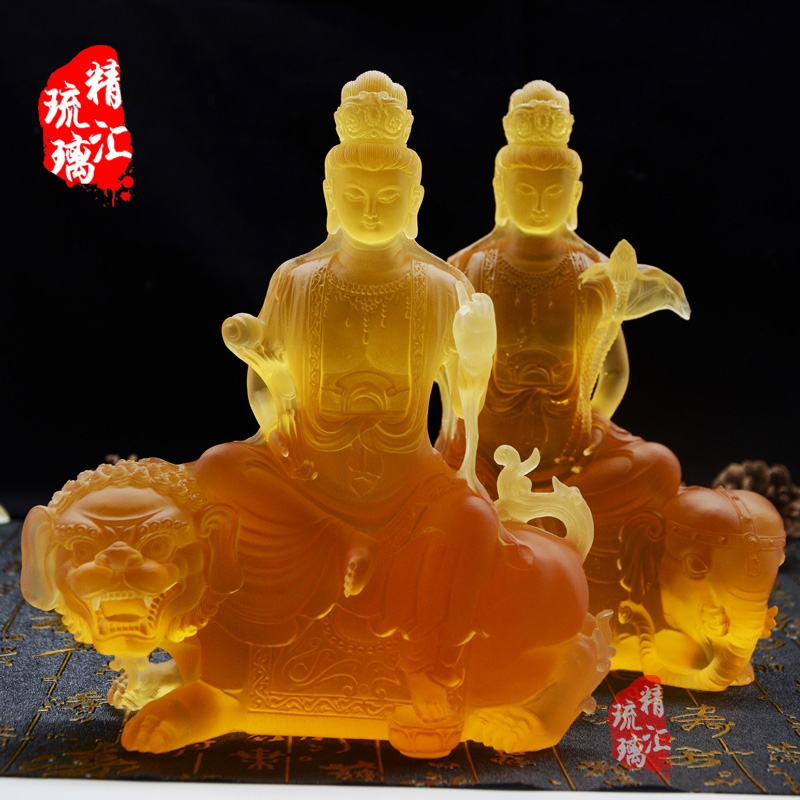 文殊普賢琉璃佛像批發(fā)定制 廣州琉璃生產(chǎn)廠家 脫蠟琉璃佛像