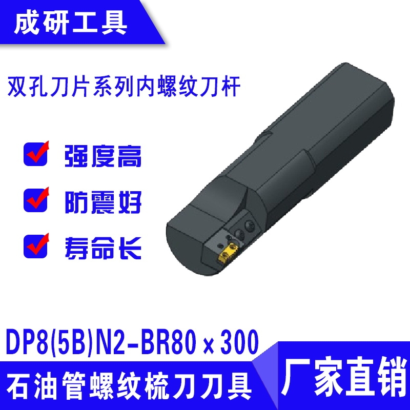 石油管螺紋刀具雙孔刀片系列內(nèi)螺紋刀桿DP8(5B)N2-BR80×300