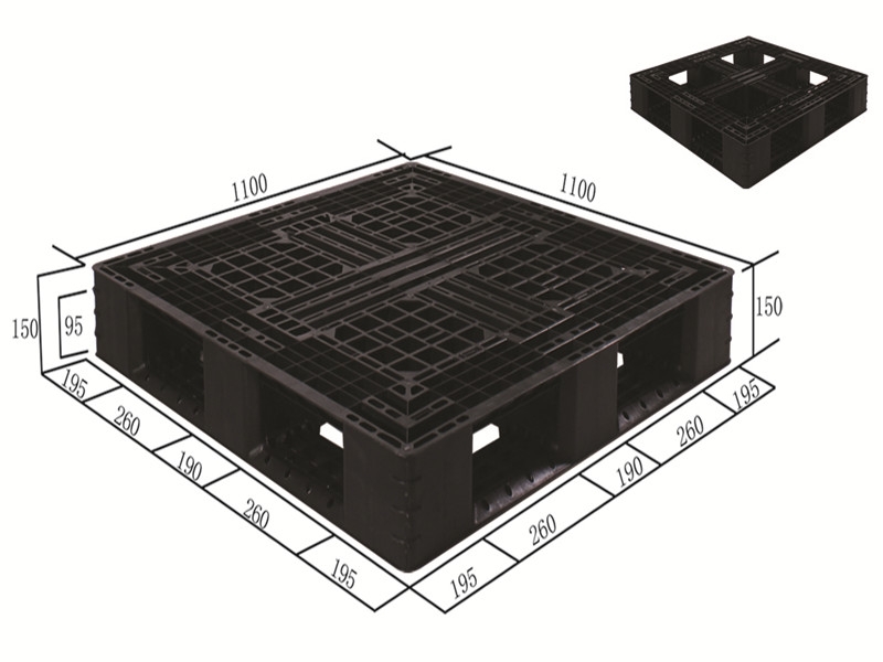 貴州塑膠卡板廠家 凱里市黑色1111田字塑料托盤(pán)出口專用
