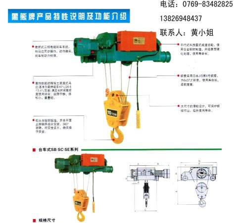 臺(tái)灣進(jìn)口永升（黑熊）牌鋼絲繩電動(dòng)葫蘆(臺(tái)車式SK、SG系列