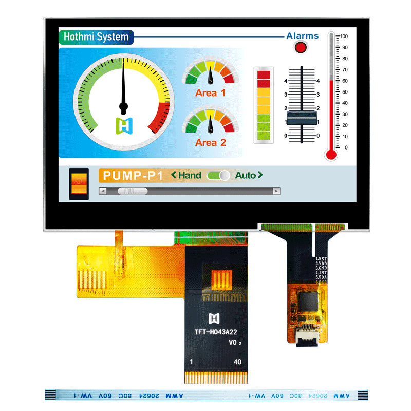 充電樁顯示屏4.3 寸TFT彩屏480x272分辨率陽(yáng)光下可視