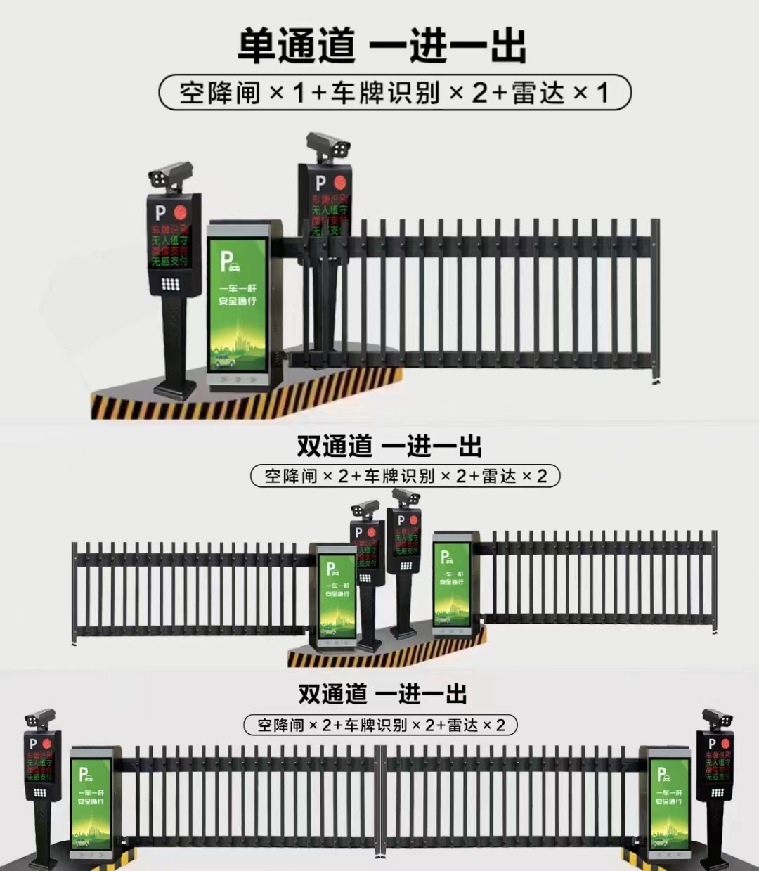 車牌識別一體機智慧社區(qū)停車場管理系統(tǒng)道閘柵欄直桿空降閘