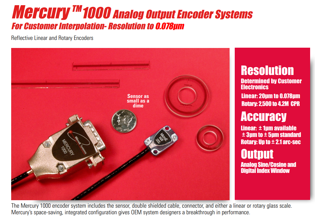 Mercury1000光柵編碼器讀數(shù)頭反饋增量式絕對(duì)式碼盤(pán)