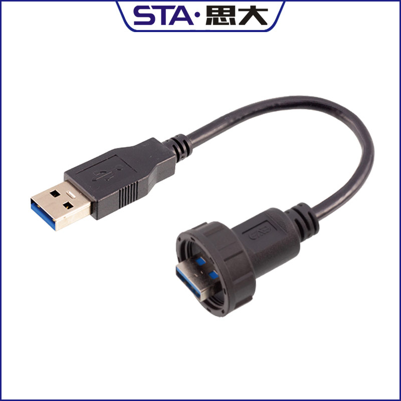 USB3.0防水線航空插頭工業(yè)數(shù)據(jù)連接器母座延長數(shù)據(jù)信號(hào)傳輸線