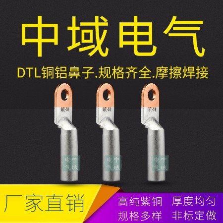 DTL銅鋁鼻子DTL-1-10至DTL-1-800平方銅鋁接線(xiàn)端子銅鋁線(xiàn)鼻子中域電氣